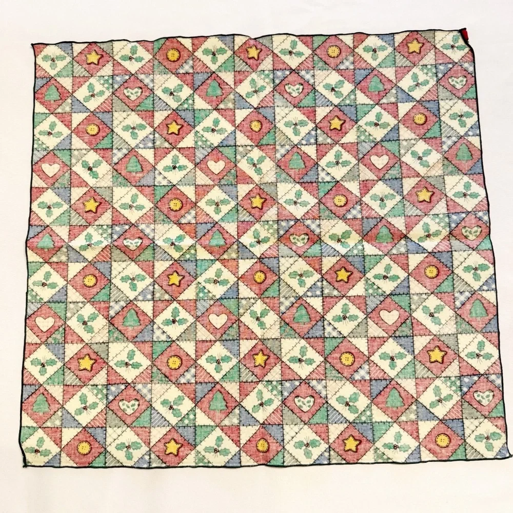 Christmas Tree Holly Star Patchwork Print Napkins Set of 8
